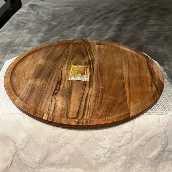 Large Wooden Lazy Susan Brown Pink Serve Charcuterie Dessert and more Tray - Picture 1 of 6